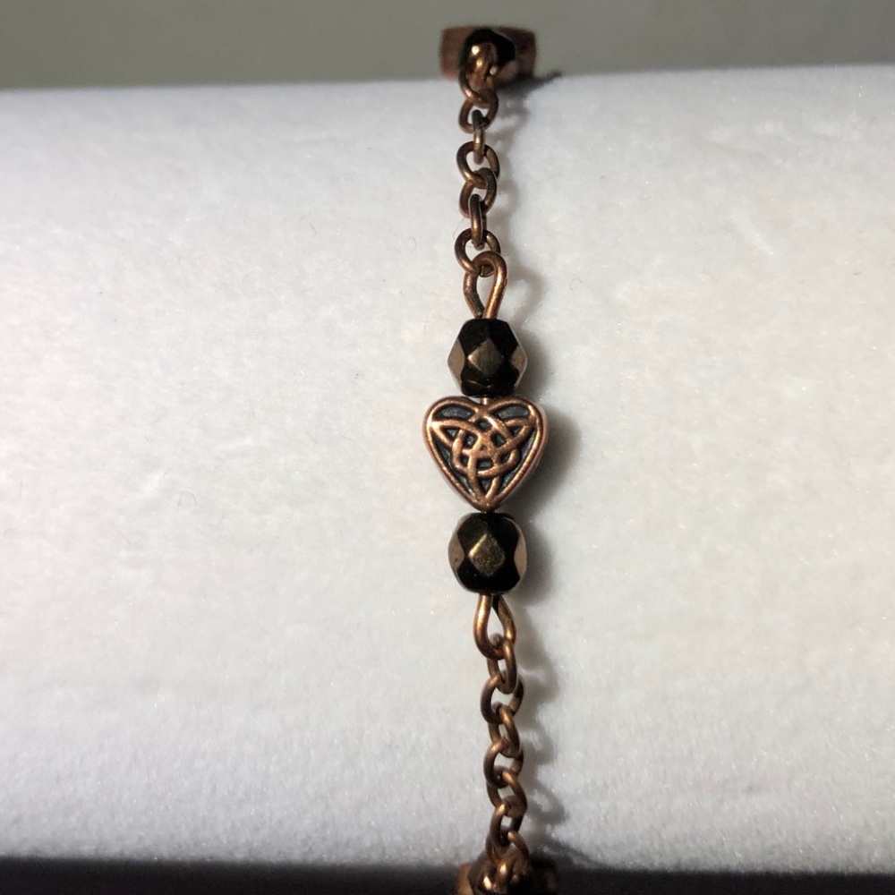 Copper Heart Celtic Bracelet; Petite